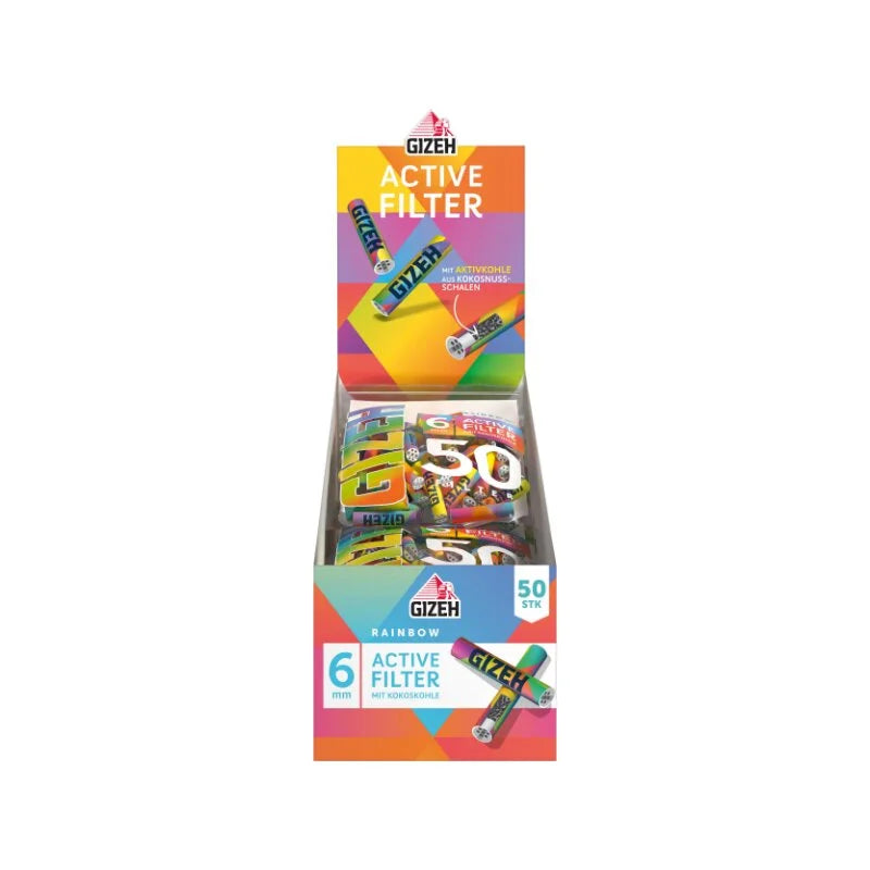 GIZEH - Active Filter 6mm - Rainbow - Bag - 10 x 50 Stück