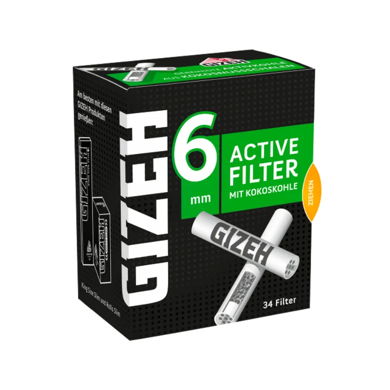 GIZEH - Active Filter 6mm - Black - 34 Stück