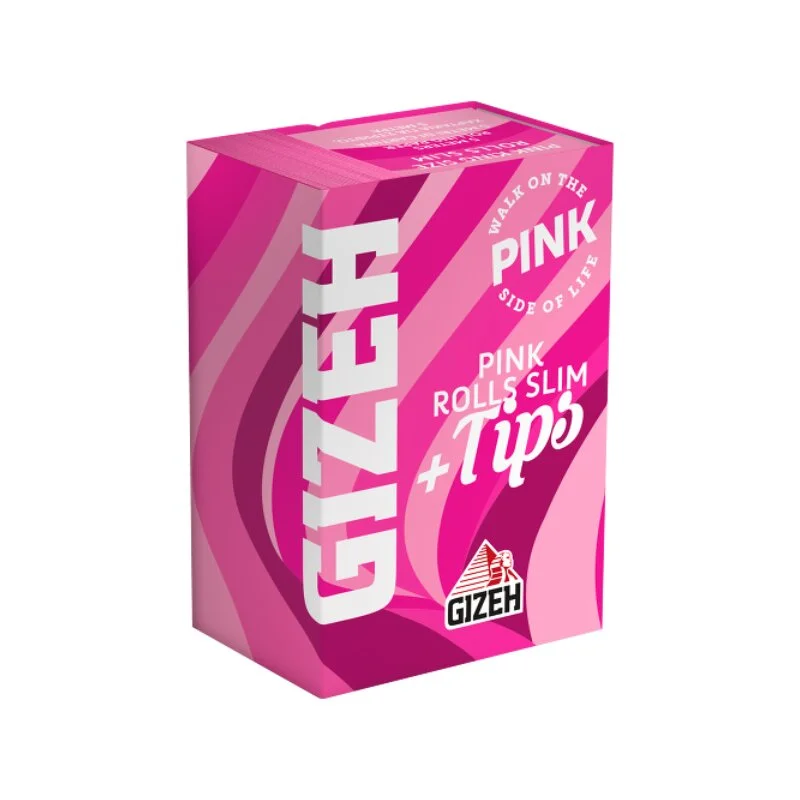 GIZEH - Rolls Slim + Tips - Pink - 5 Meter